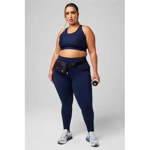 Fabletics Women's On-The-Go PowerHold High-Waisted Legging, Maximum Compression, Flattering, 2X / Regular | 27, Deep Navy