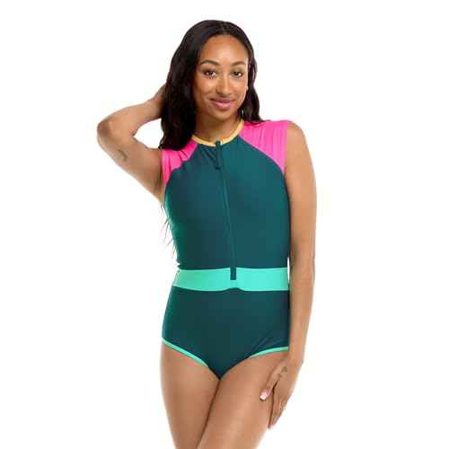 Body Glove Women's Stand Up Zip Front Paddle One Piece Swimsuit with UPF 50+