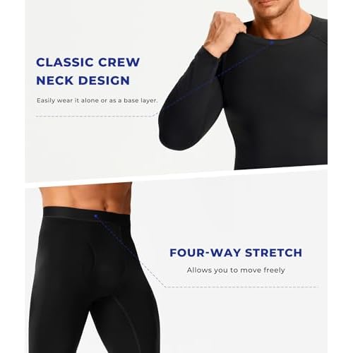 TAILONG Thermal Underwear for Men - Long Johns with Fleece Lined Base Layer Cold Weather Hunting Gear Top Bottom