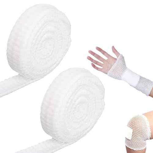 BOXOB 2 Rolls Tubular Bandage, 0.98x86.61in Tube Gauze Elastic Net Tubular Bandage for Arm Wounds Stretch Gauze Wrap Sleeve Stockinette Tubing No Tape Required for Wrapping Wet Dry Dressing Retention