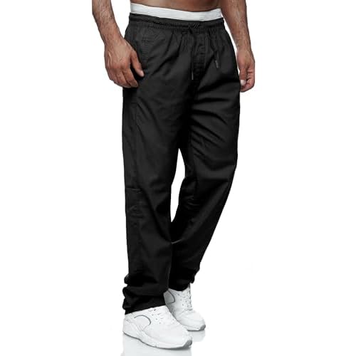 Comdecevis Mens Casual Pants Drawstring Elastic Waist Joggers Sweatpants with Pockets Straight Leg Cargo Pants