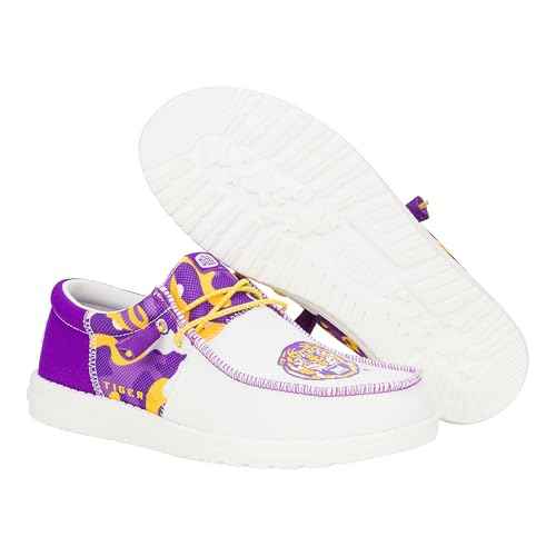 HEYDUDE Wally Tri LSU Purple/Yellow Size M14, Men¡¯s Shoes, Men's Slip-on Loafers, Comfortable & Light-Weight
