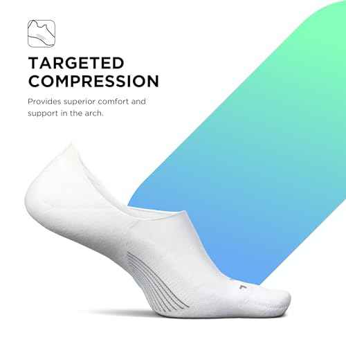 Feetures Elite Light Cushion Invisible Socks - Anti-Slip Sport Sock Liner with Targeted Compression