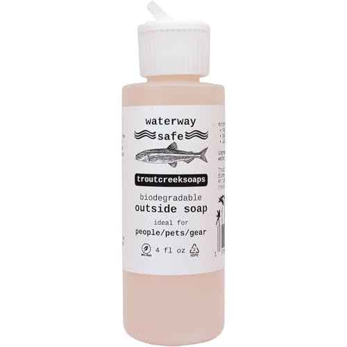 Biodegradable Outside Soap for Fishing & Hiking. Waterway Safe, Fragrance Free Formula (4 fl oz) Made in the USA.