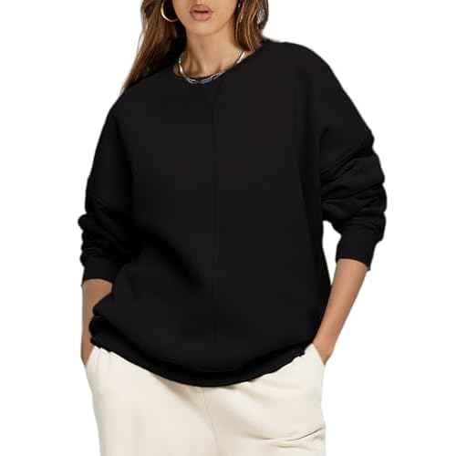Glamaker Women's Crewneck Oversized Sweatshirt Fleece Long Sleeve Casual Comfy Hoodie Pullover Top Fall Fashion 2024