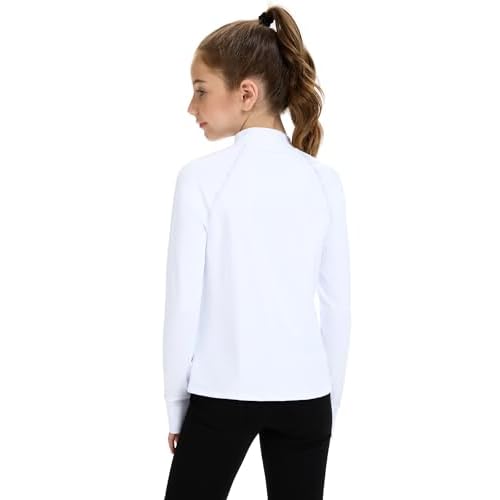 HASMES Girls Long Sleeve Shirt Kids Turtleneck Athletic T-Shirt Sports Activewear Yoga for Teens(Age 7-14)