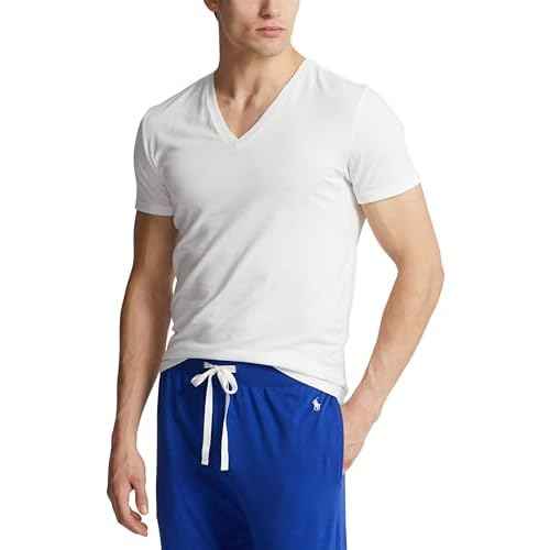 POLO RALPH LAUREN Men's 4d Flex Cooling Ventilation Cotton Modal V-Neck Undershirts