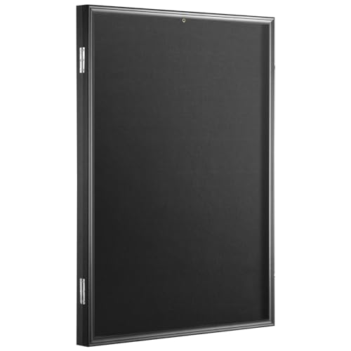 VEVOR Jersey Display Frame Case, 24 x 32 x 1.5 in, Large Lockable Sport Jersey Shadow Box with 98% UV Protection PC Glass and Hangers, for Baseball Basketball Football Hockey Shirt and Uniform, Black