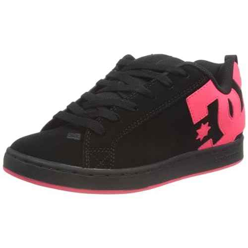 DC womens Court Graffik Low Top Casual Skate Shoe, Black/Hot Pink, 5.5 US