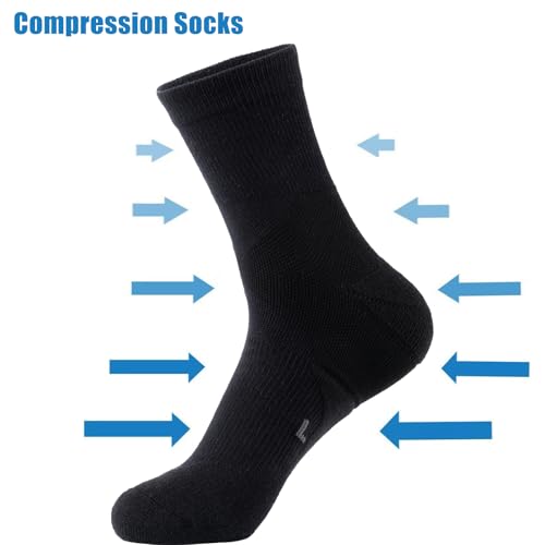GLENMEARL Mens Crew Socks, 5 Pair Cushioned Work Socks for Men, Cotton Athletic Boot Sock, Moisture Wicking Sock for Hiking