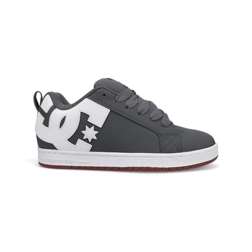 DC Men's Court Graffik Skate Shoe, Grey/White