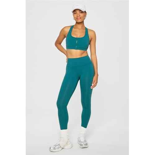 Fabletics Women's On-The-Go PowerHold High-Waisted Legging, Maximum Compression, Flattering, XXL/Regular | 27, Green Abyss