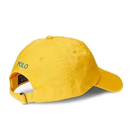 POLO RALPH LAUREN Hat Chino Sports Cap Adjustable Ball Cap with Blue Embroidered Polo Pony Yellow Fin