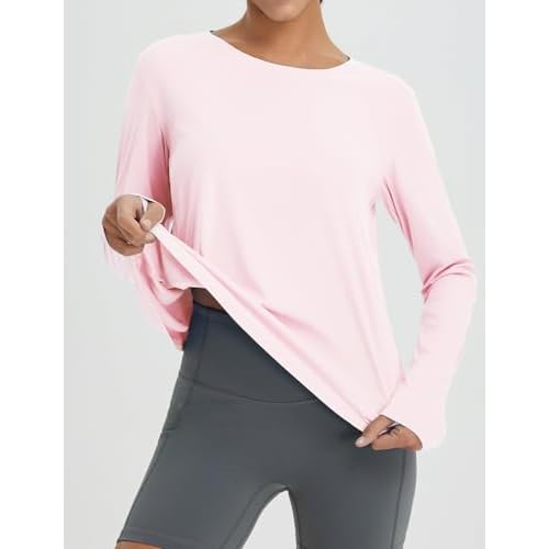 baleaf Women's Long Sleeve Workout Tops Athletic Shirts Split Back Running Gym Quick Dry Sun Protection UPF 50+
