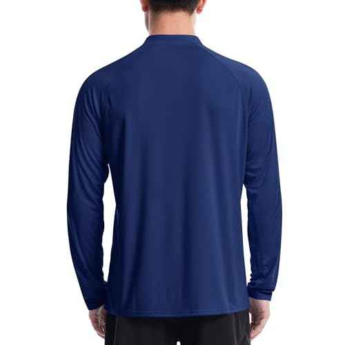 Roadbox Men's 1/4 Zip Pullover Long Sleeve, UPF 50+ UV Sun Protection Shirts, Swim Rash Guard Tops for Running Fishing