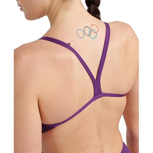 ARENA Women's Solid Team MaxLife Swimsuit Challenge Back One Piece Ladies Bathing Suit Competition Training Athletic Swimwear, Plum/White, US Size 30