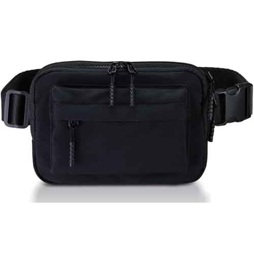 Crossbody Bags for Women & Fanny Pack for Men, Lightweight Adjustable Strap Belt Bag for Travel, Running, Hiking with Multiple Pockets, Black