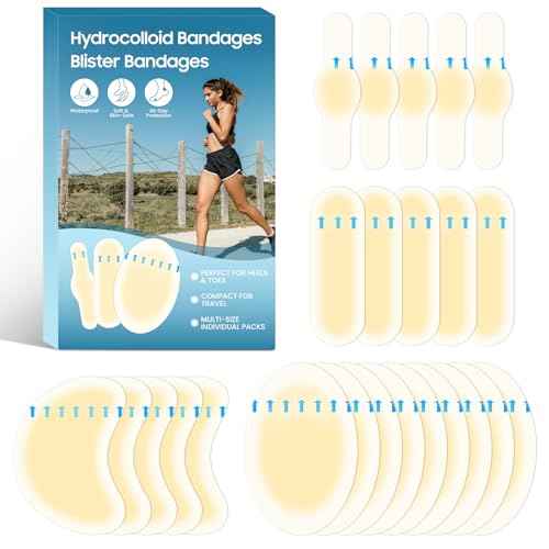 Blister Bandages for Feet, 24PCS Hydrocolloid Bandages - Heel Blister Pads Waterproof Blister Patches Blister Cushions for Shoes, Hiking, Running, Walking Protection