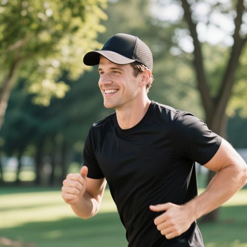 Quick Dry Trucker Hat for Men & Women, Laser Cut Mesh Baseball Cap for Outdoor Sports, Running, Workouts
