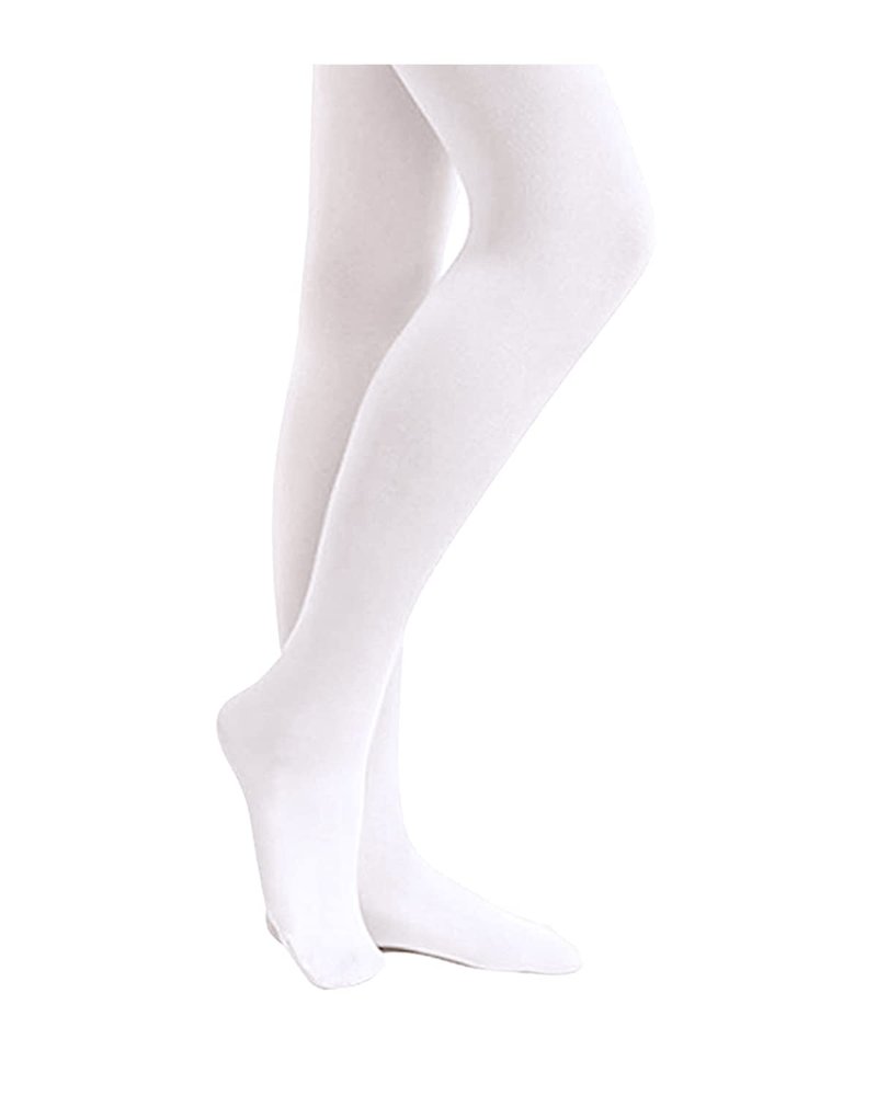 Stelle Girls' Ultra Soft Pro Dance Tight/Ballet Footed Tight(Toddler/Little Kid/Big Kid),WT,L White