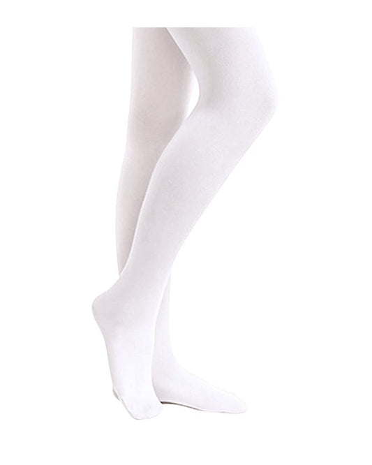 Stelle Girls' Ultra Soft Pro Dance Tight/Ballet Footed Tight(Toddler/Little Kid/Big Kid),WT,L White