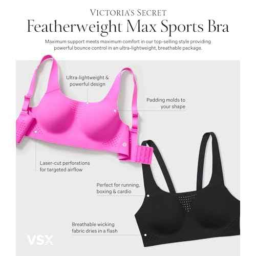 Victoria's Secret Women's VSX Featherweight Max Sports Bra, High Impact Wireless (32A-38DD)