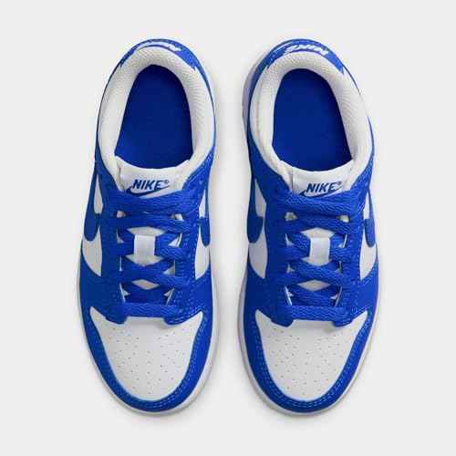 Dunk Low Preschool Basketball Shoes (White/Hyper Royal/Hyper Royal) (FB9108-131, Blue/White)