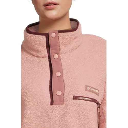 Columbia, Womens, Helvetia¢â II Cropped Half Snap Fleece, Eraser Pink/Fig/Rich Wine, Large