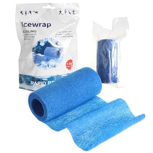 Ice Tape Self Sticking Ice Wrap 2 Pcs Instant Cooling Tape Compression Elasticated Cold Bandage Athletic Muscle Bandages for Pain and Swelling 10cm x 4.5m