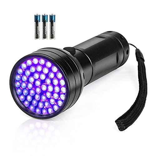 Black Light UV Flashlight, 51 LED Blacklight Flashlights 395 nM Pet Urine Detector with 3 Pack AA Batteries for Cat Urine, Stains, Bed Bug (Black)