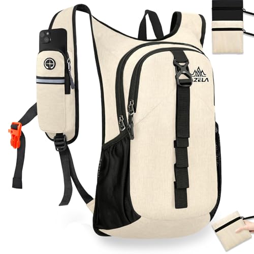 15L Small Hiking Backpack Foldable Ultralight Trekking Camping Outdoors Backpack for Women Men (beige)