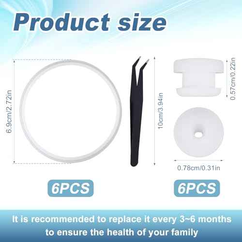 6pcs Water Bottle Seal Ring & Breather Plug Kit, Including 6 Breather Plug & 6 Cap O Ring Gasket Replacement Accessories Compatible with YETI Rambler Jr 12oz Kid Cup (Outer Diameter: 2.72x2.72 Inch)
