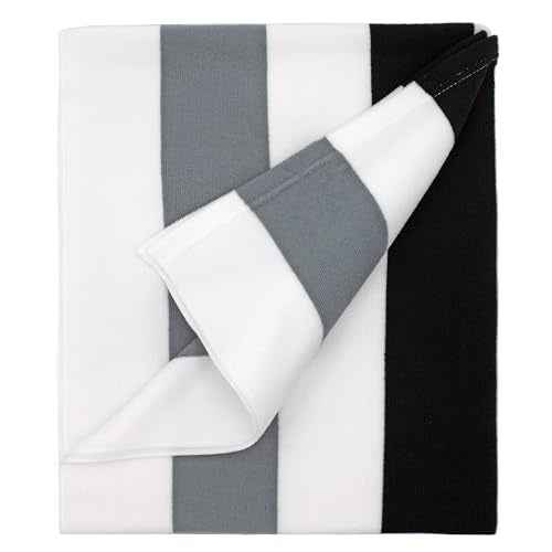 cabanana Large Oversized Beach Towel - Microfiber Sand Free 35 x 70 Inch Quick Dry Lightweight Pool Towel for Adults, Thin Striped Swim Towel (Black)