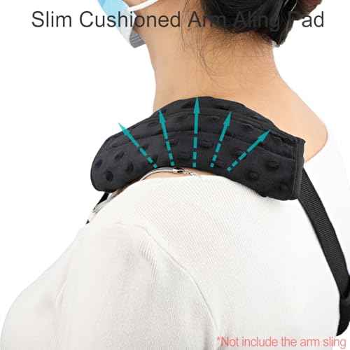 Cushioned Arm Sling Padding for Neck Slim Sling Pad Neck Strap Cushion Comfort Shoulder Support Rotator Cuff Surgery Arm Immobilizer Brace Carry Padded Cover Pillow Wrist Hand Injury, Pack of 1 Black