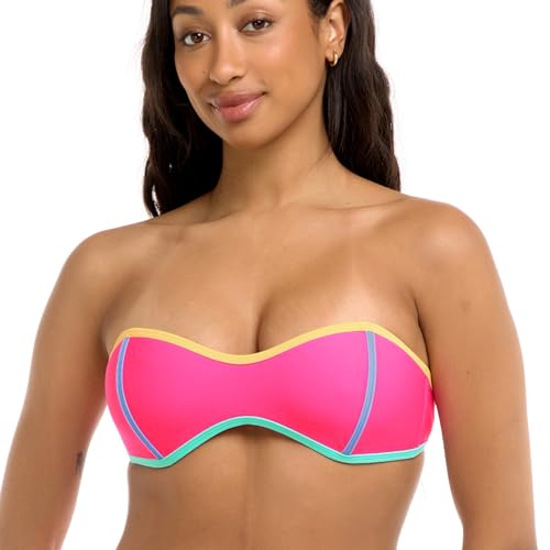 Body Glove Women's Standard Tainted Love Retro Bandeau Bikini Top Swimsuit