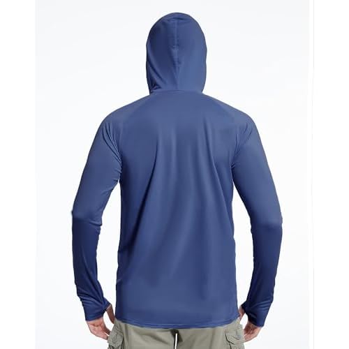 isnowood Sun Shirt UPF 50+ Men's Fishing Long Sleeve Hooded Rash Guard Hiking Swimming Running UV Protection Hoodie
