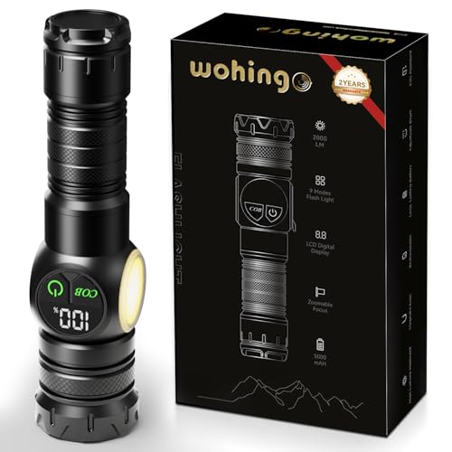 Flashlight Rechargeable 2000 High Lumens Ultra-Bright Covers 3200 ft©÷ Focus Up to 3900 feet,IPX7 Waterproof Tactical LED Flashlight with COB SideLight & Magnetic Base for Camping Home Emergency
