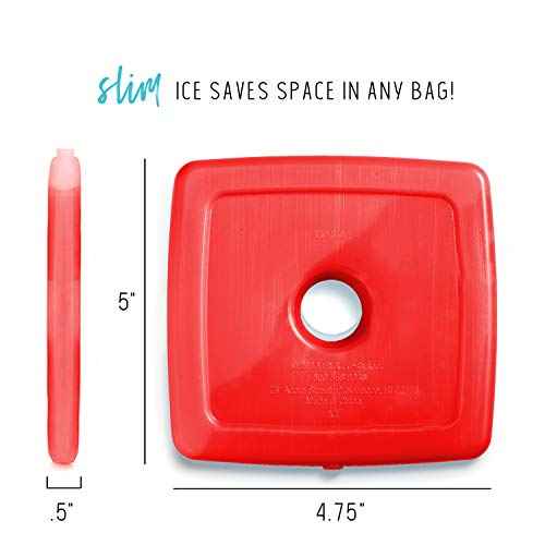 Cool Coolers by Fit & Fresh Slim Ice Packs, Quick Freeze, Space-Saving, Reusable Ice Packs for Lunch Boxes & Coolers