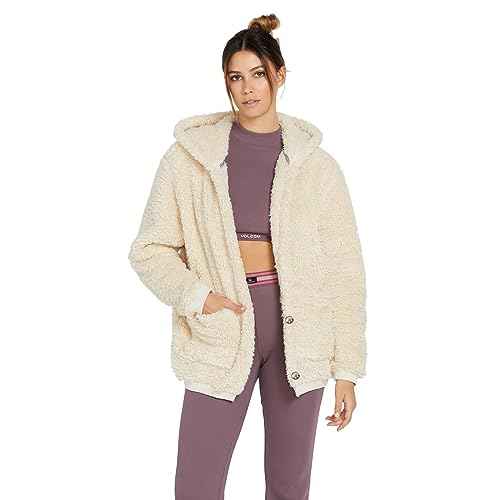 Volcom womens Fyresyde Body Wrap Oversized Front Botton Hoodie