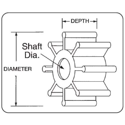 Jabsco Impeller Kit - 8 Blade - Neoprene - 2-9/16" Diameter x 3" W, 5/8" Shaft Diameter