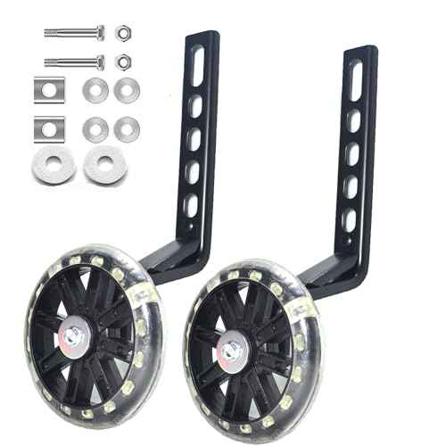 Flash Training Wheels for 12 14 16 18 20 Inch Kids Bike£¬Heavy Duty Training Wheels for Single Speed Bicycle (Black)