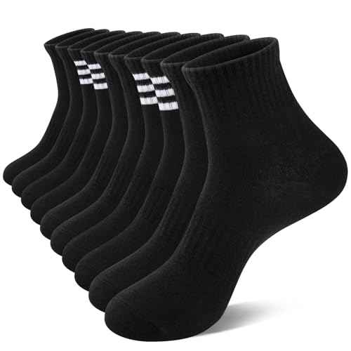 Heatuff Womens Ankle Quarter Socks Cotton Striped Athletic Casual Mini Crew Socks for Women (5 Pairs)
