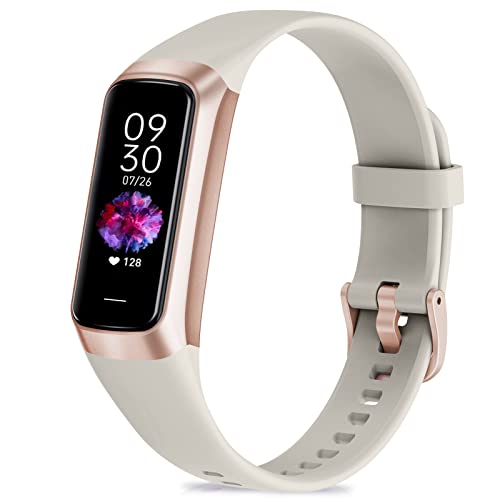 Fitness Tracker with 24/7 Heart Rate, Blood Oxygen Blood Pressure Sleep Monitor, Activity Trackers 5 ATM Waterproof,Step Calorie Counter Pedometer Health Smart Watch for Women Men Beige