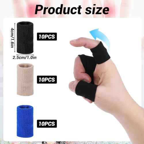 Finger Sleeves Protectors, 30 Pcs Compression Finger Sleeves for Arthritis Elastic Thumb Splint Brace Support Breathable Fingers Tape for Fingers Swelling Sports Joint Pain Relief