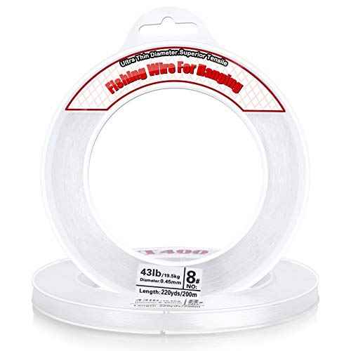 Clear Fishing Wire, Acejoz 656FT Fishing Line Clear Invisible Hanging Wire Strong Nylon String Supports 40 Pounds for Balloon Garland Hanging Decorations