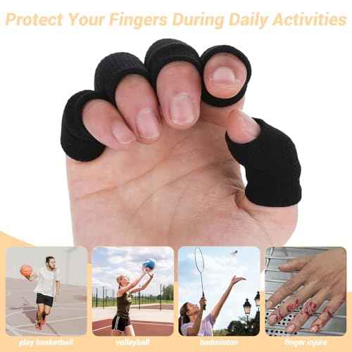 Finger Sleeves Protectors, 30 Pcs Compression Finger Sleeves for Arthritis Elastic Thumb Splint Brace Support Breathable Fingers Tape for Fingers Swelling Sports Joint Pain Relief