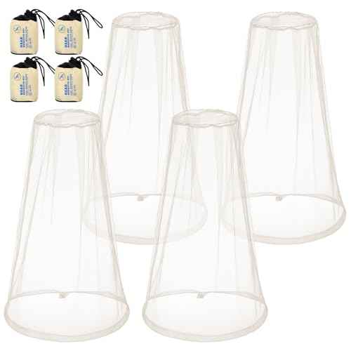 HESTYA 4 Pack Mosquito Net Face Mesh Protecting Net for Outdoor Hiking Camping Climbing Mosquito Fly Insects Preventing(Beige)