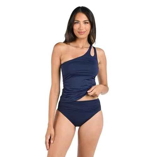 La Blanca womens Island Goddess One Shoulder Keyhole Tankini Swimsuit Top