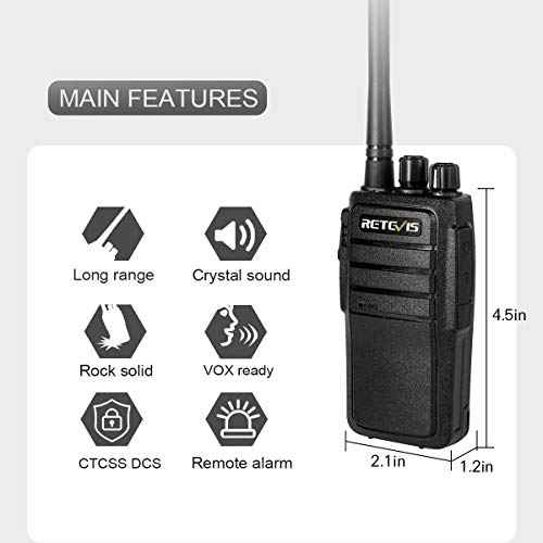 Retevis RT21 Walkie Talkies for Adults, 2 Way Radio Long Range, Two Way Radio Rechargeable, Handheld Radio, Portable, FRS, Durable, Heavy Duty, for Business(4 Pack)