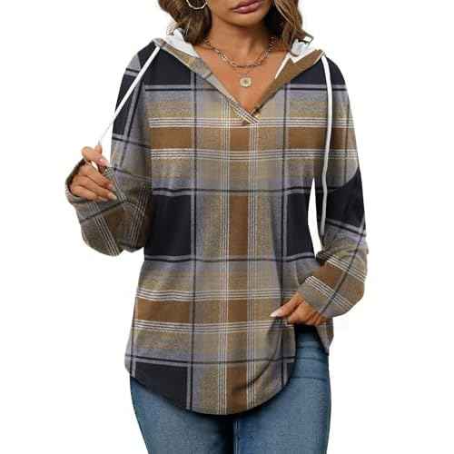 Bofell Womens Fashion Tops Hoodies for Women Pullover Oversized Sweatshirts Long SLeeve Shirts Loose Fit